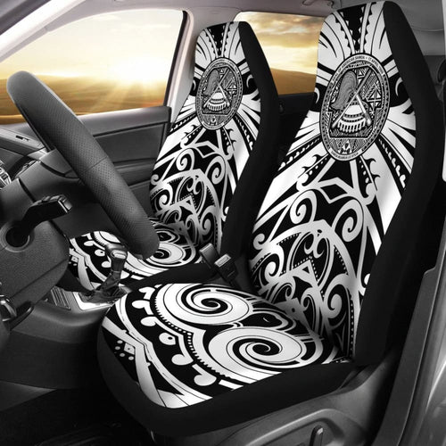Samoa Custom Tatau White Patterns Car Seat Covers