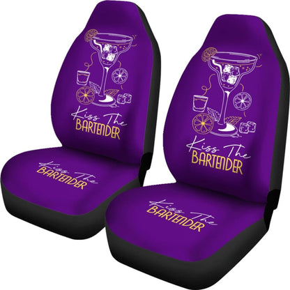 Purple Kiss The Bartender White And Yellow Letter Car Seat Covers
