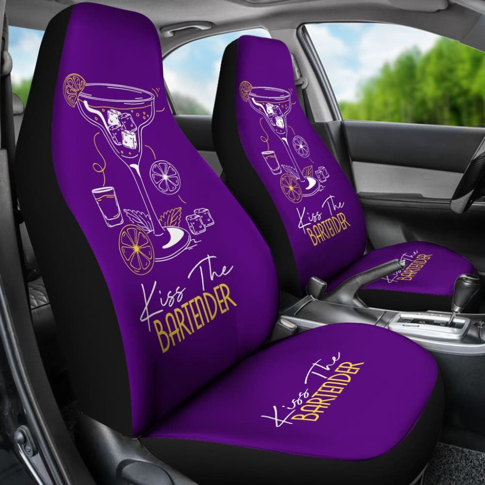 Purple Kiss The Bartender White And Yellow Letter Car Seat Covers