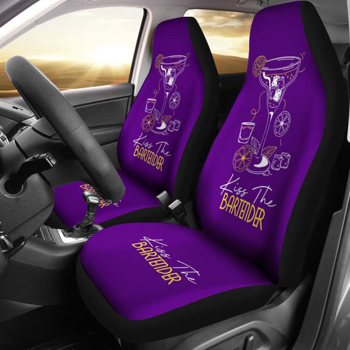 Purple Kiss The Bartender White And Yellow Letter Car Seat Covers