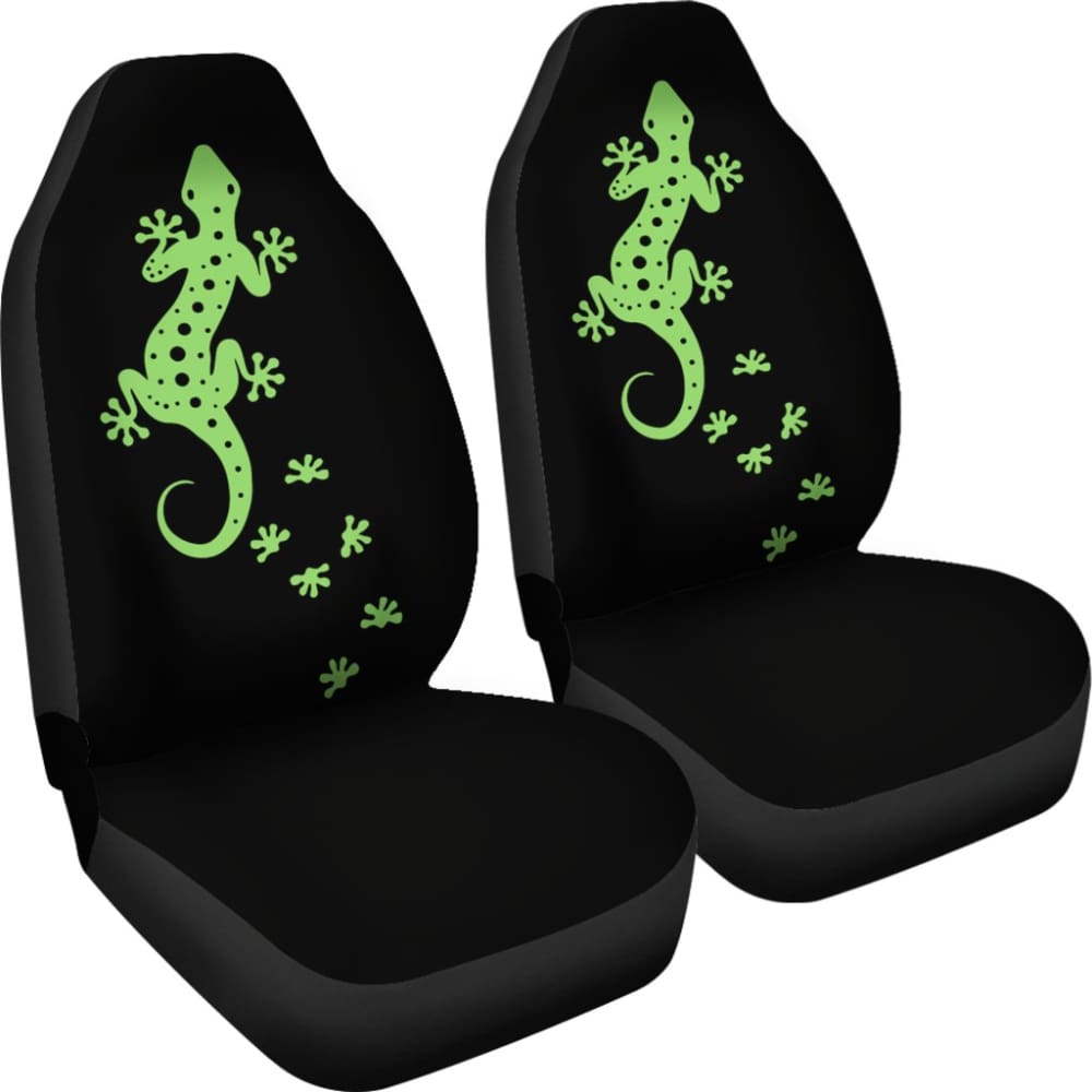 Cute Green Lizard Paw Print Car Seat Covers