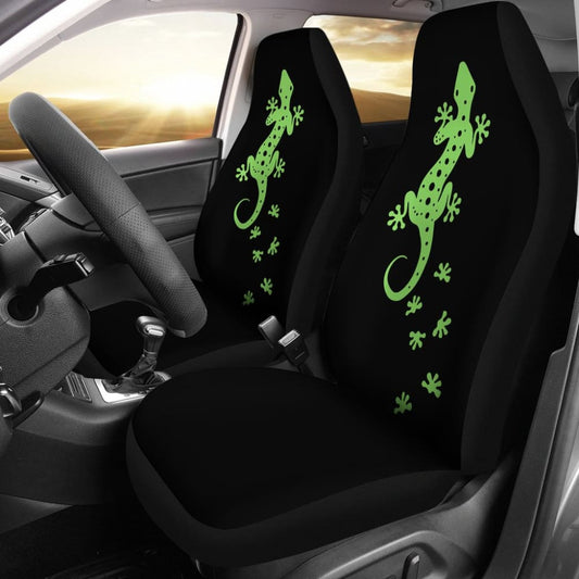 Cute Green Lizard Paw Print Car Seat Covers