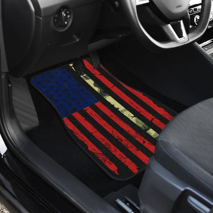 Red Themed American Flag Thin Green Line Car Floor Mats