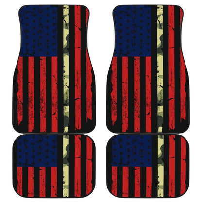 Red Themed American Flag Thin Green Line Car Floor Mats