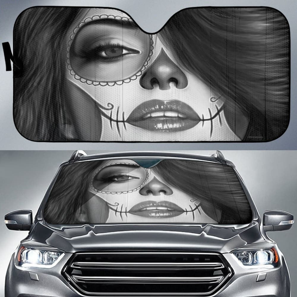 Calavera Fresh Look Design # Auto Sun Shade (Vintage Retro)