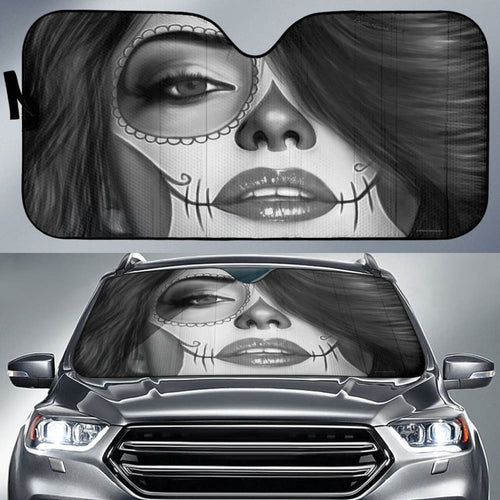 Calavera Fresh Look Design # Auto Sun Shade (Vintage Retro)