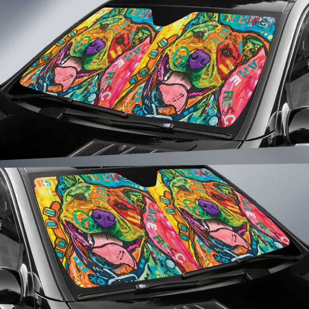 Funny Colorful Pitbull Car Auto Sun Shades