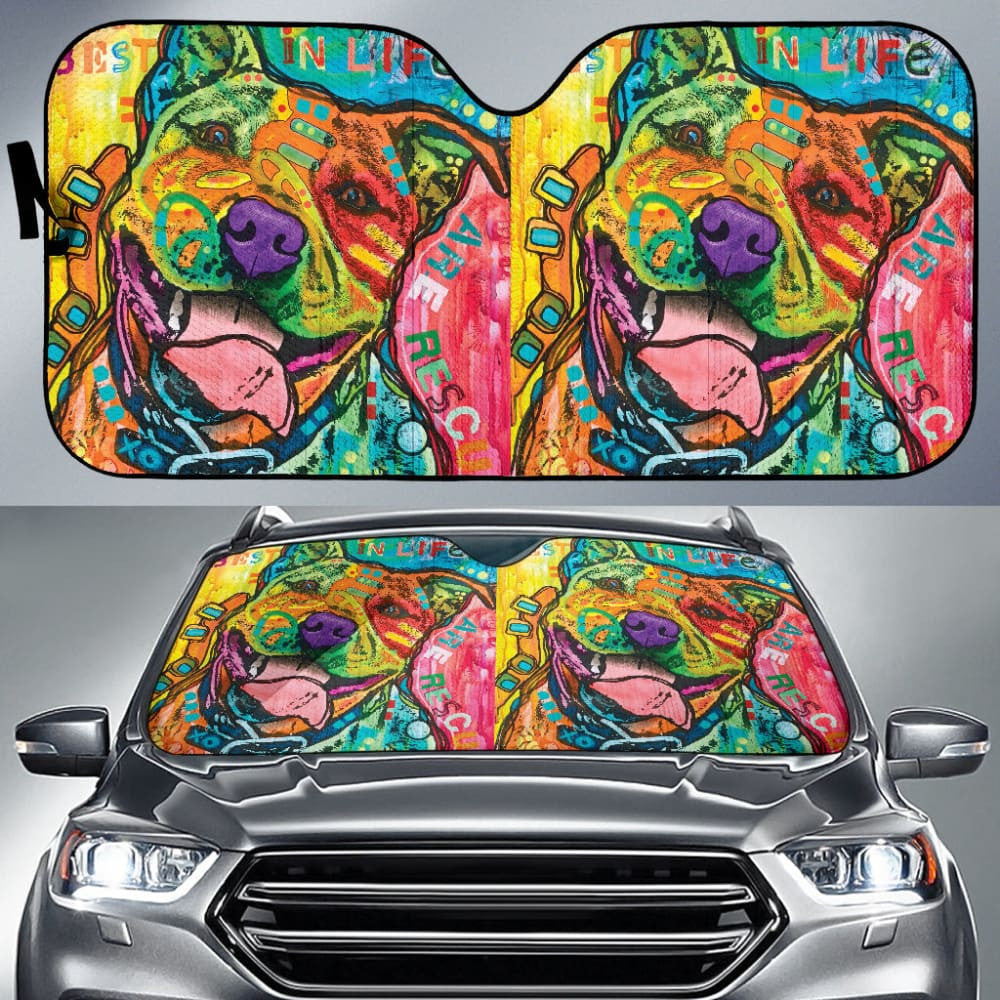 Funny Colorful Pitbull Car Auto Sun Shades
