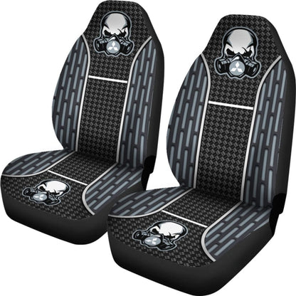 Black Grey Poison Gas Skull Mitsubishi Car Seat Covers