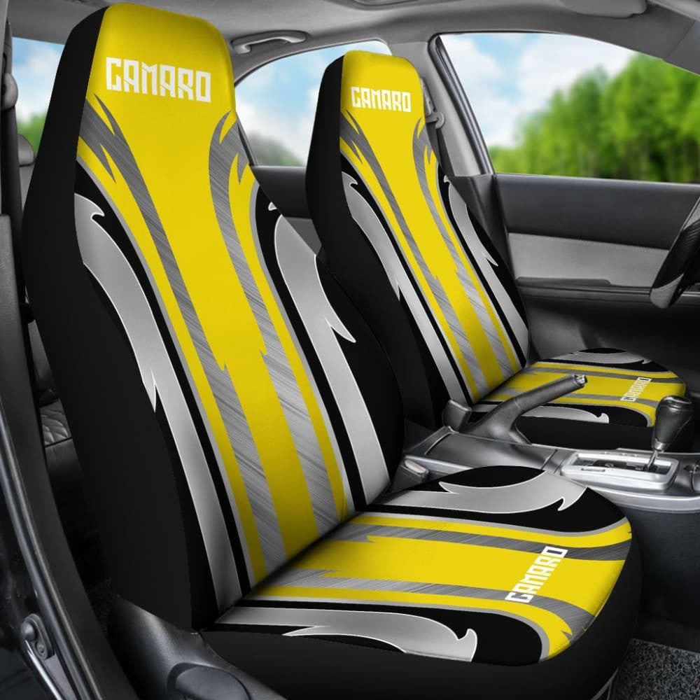 Yellow Black Camaro White Letter Car Accessories Car Seat Covers