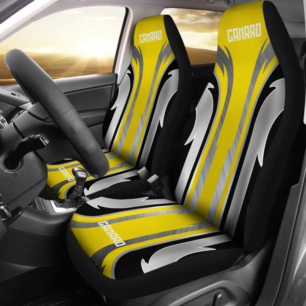 Yellow Black Camaro White Letter Car Accessories Car Seat Covers