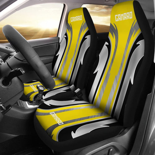 Yellow Black Camaro White Letter Car Accessories Car Seat Covers