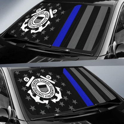 Thin Blue Line American Flag US Coast Guard Car Auto Sun Shades Custom