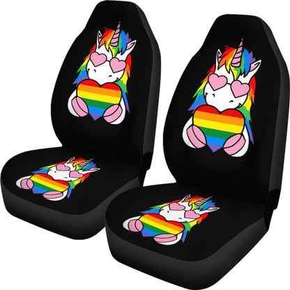 Pride LGBT Unicorn Car Seat Covers Custom Rainbow Gifts Idea Car Accessories