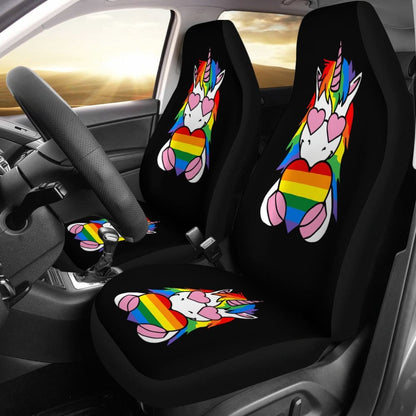 Pride LGBT Unicorn Car Seat Covers Custom Rainbow Gifts Idea Car Accessories
