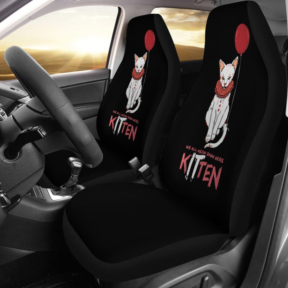 We All Meow Down Here KITten White Cat Pennywise Car Seat Covers
