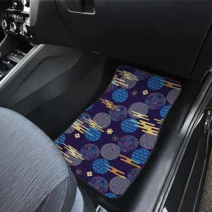 Blue Japanese Pattern Cloud Wave Flower Front And Back Car Mats