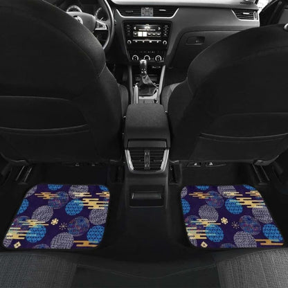 Blue Japanese Pattern Cloud Wave Flower Front And Back Car Mats