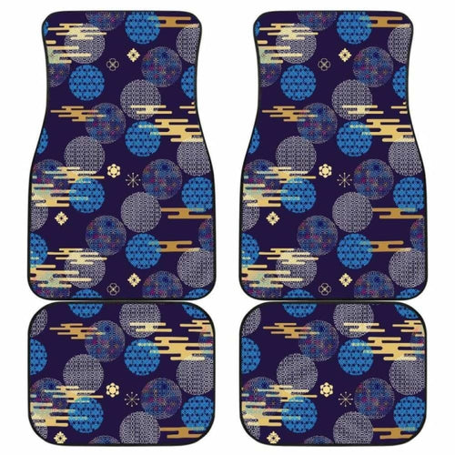 Blue Japanese Pattern Cloud Wave Flower Front And Back Car Mats
