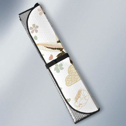 Beautiful Japanese Cranes Pattern Car Auto Sun Shades
