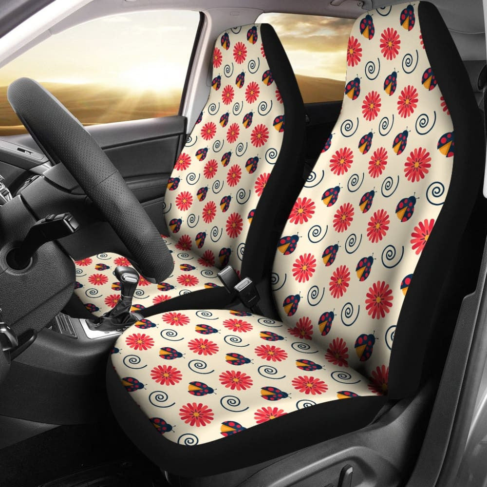Pink Red Ladybug Custom Car Decoration Car Seat Covers