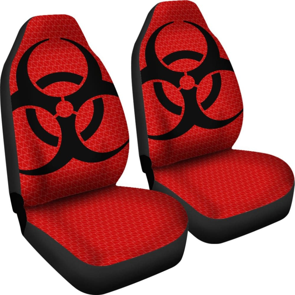 Black Biohazard Sign Red Background Car Seats Covers