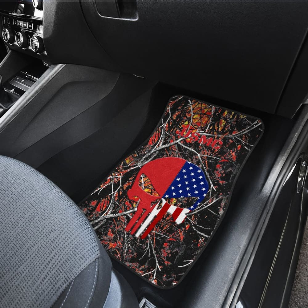 Wildfire Camouflage US Marine Corps Custom American Flag Punisher Car Floor Mats