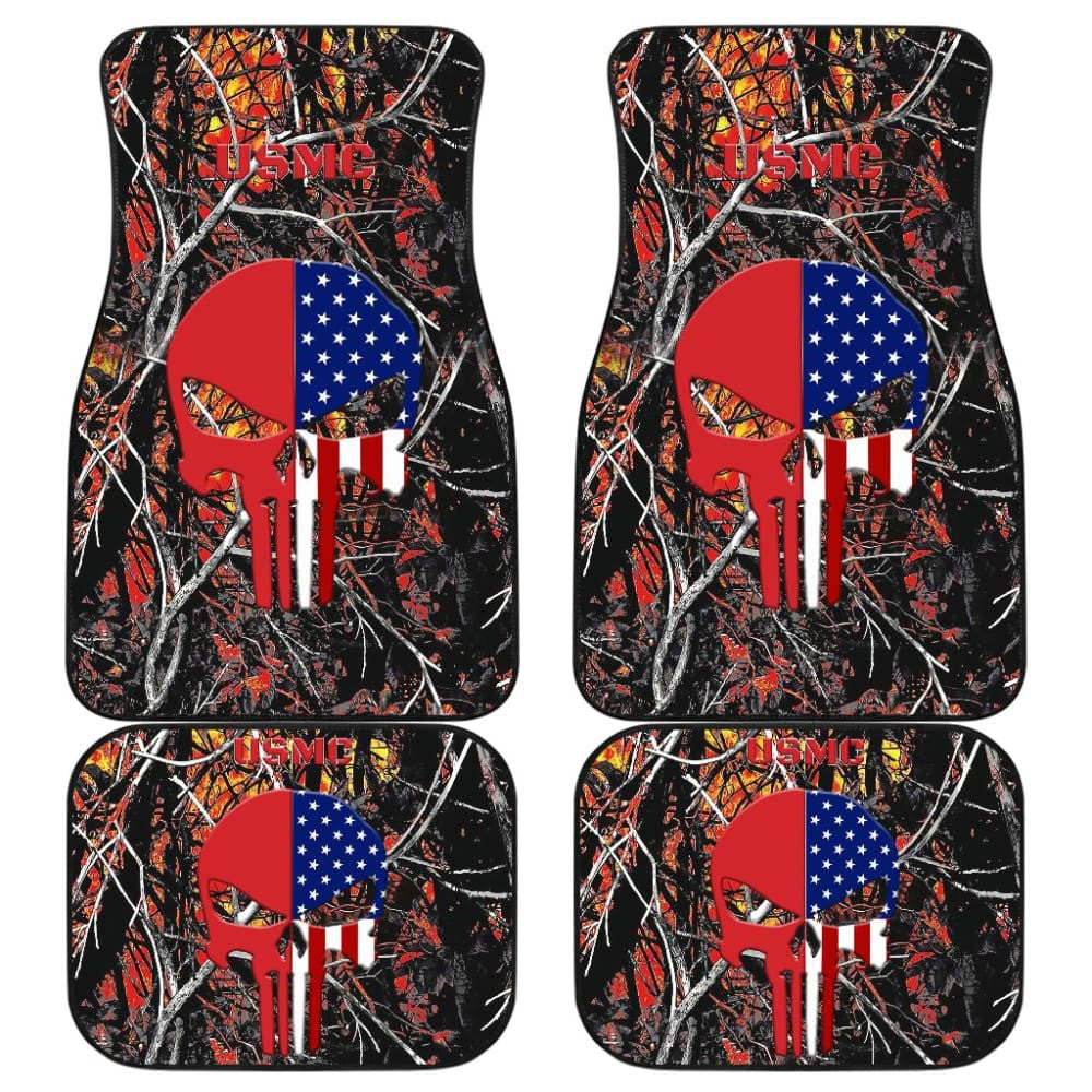 Wildfire Camouflage US Marine Corps Custom American Flag Punisher Car Floor Mats