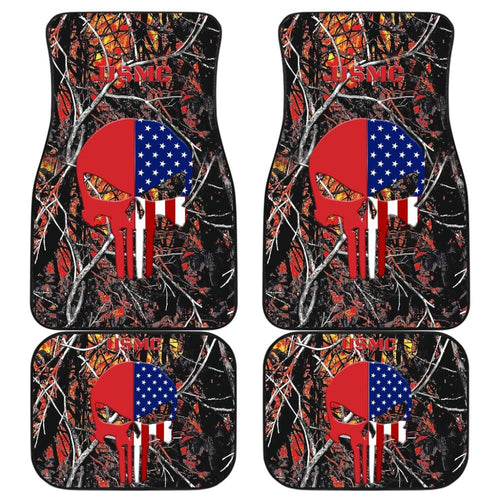 Wildfire Camouflage US Marine Corps Custom American Flag Punisher Car Floor Mats