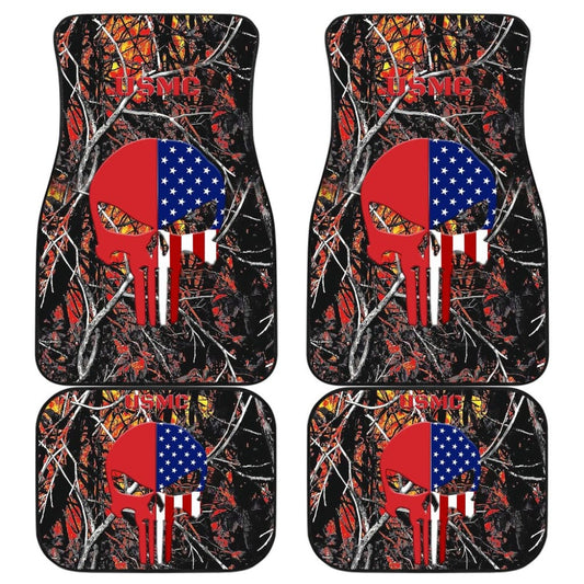 Wildfire Camouflage US Marine Corps Custom American Flag Punisher Car Floor Mats