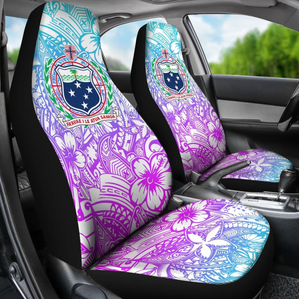 American Samoa Car Seat Covers Coat Of Arms Polynesian With Hibiscus