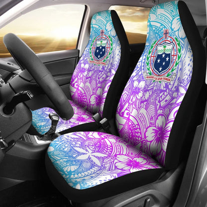 American Samoa Car Seat Covers Coat Of Arms Polynesian With Hibiscus