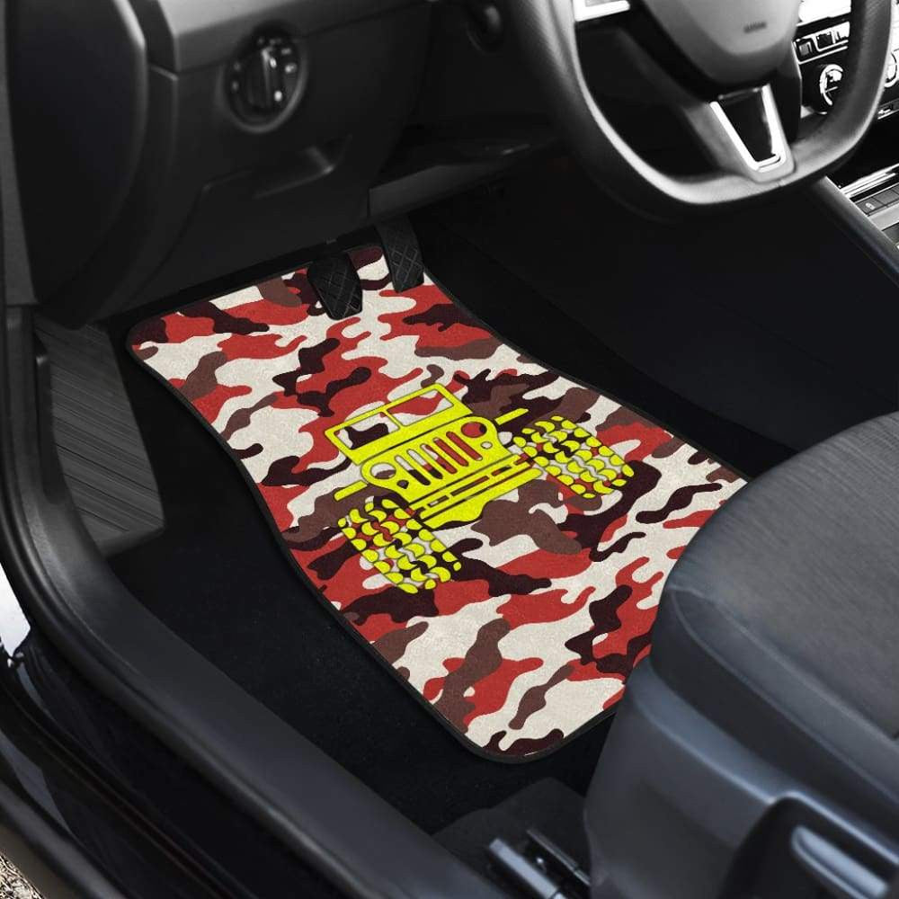 Orange Camouflage Color Dark Brown Jeep Car Floor Mats