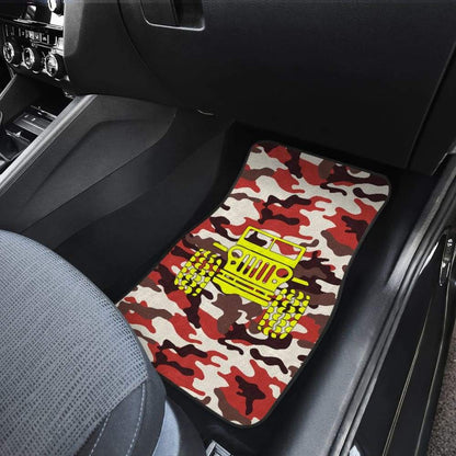 Orange Camouflage Color Dark Brown Jeep Car Floor Mats