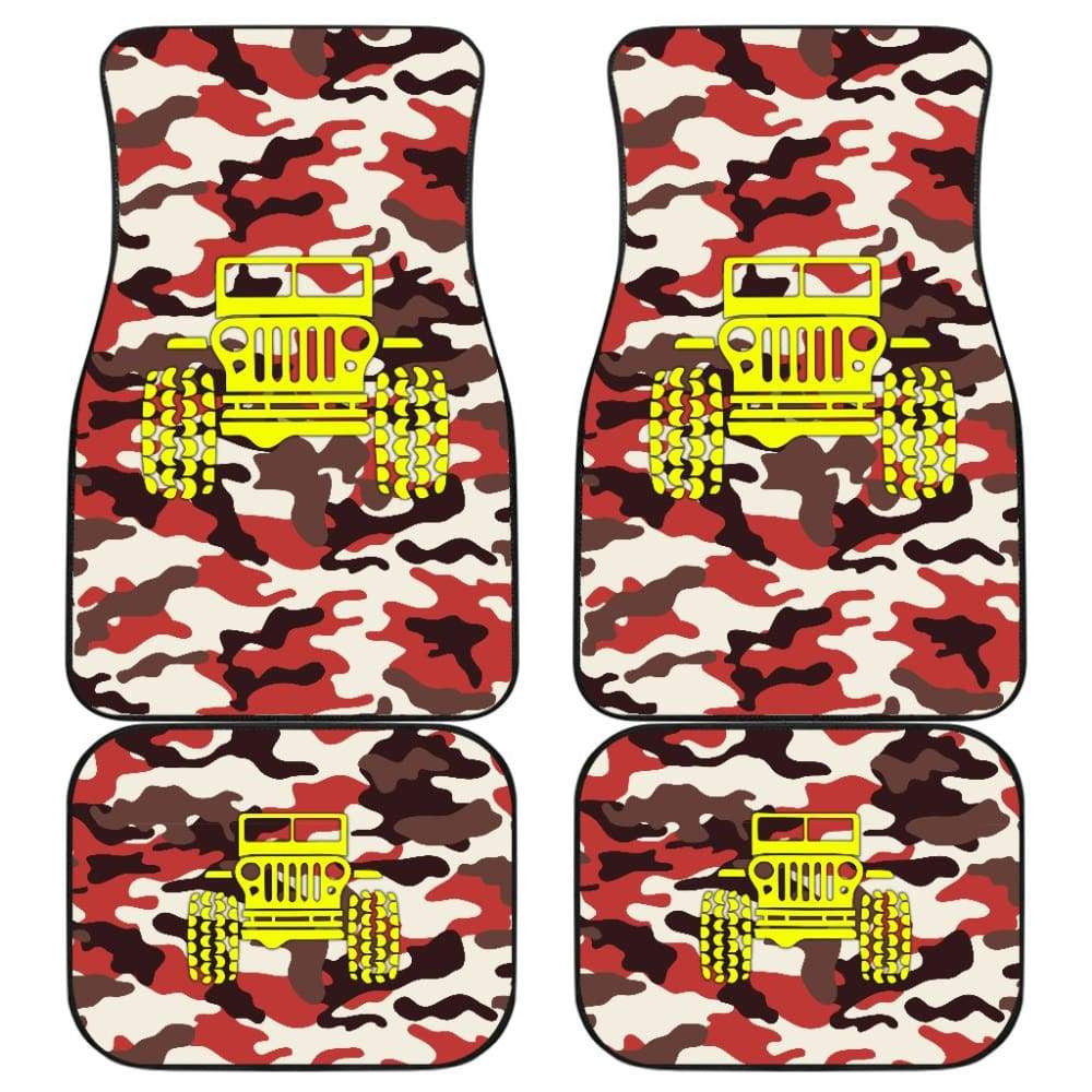 Orange Camouflage Color Dark Brown Jeep Car Floor Mats