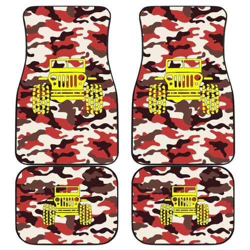 Orange Camouflage Color Dark Brown Jeep Car Floor Mats