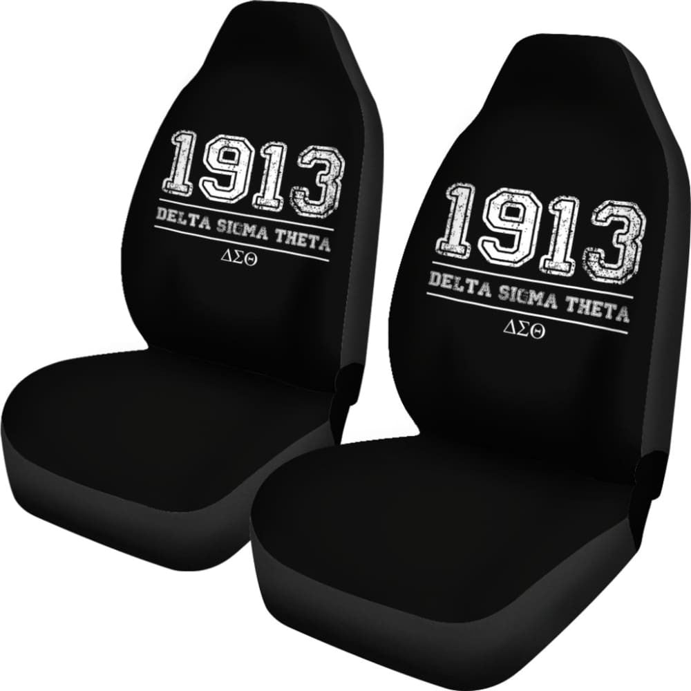 White Delta Sigma Theta Black Themed Car Seat Covers