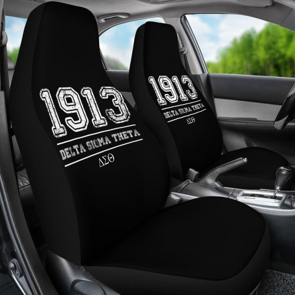 White Delta Sigma Theta Black Themed Car Seat Covers
