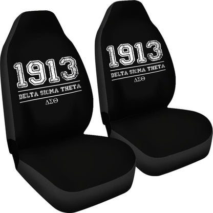 White Delta Sigma Theta Black Themed Car Seat Covers