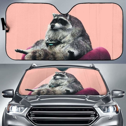 Raccoon with Joystick Gamepad car auto sunshades