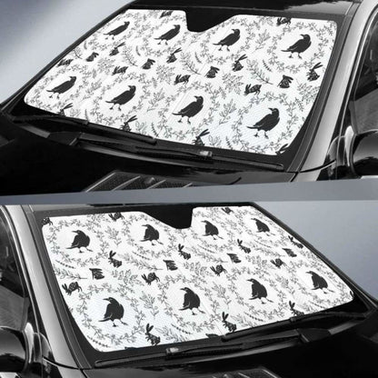 Crows Floral Wreath Rabbit Pattern Car Auto Sun Shades