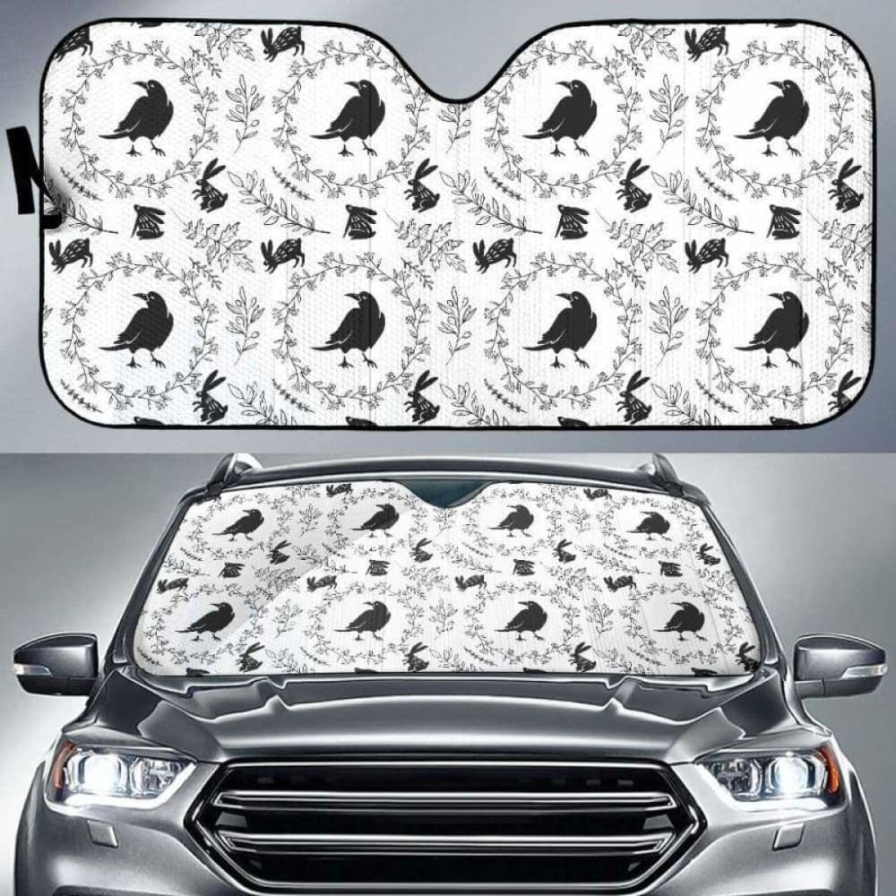Crows Floral Wreath Rabbit Pattern Car Auto Sun Shades
