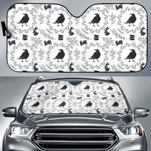 Crows Floral Wreath Rabbit Pattern Car Auto Sun Shades
