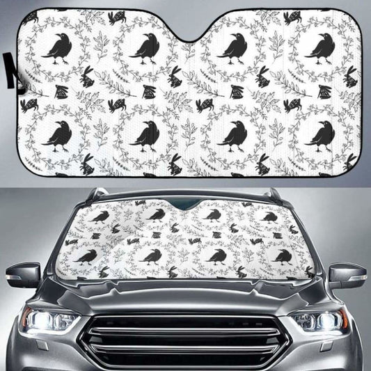 Crows Floral Wreath Rabbit Pattern Car Auto Sun Shades