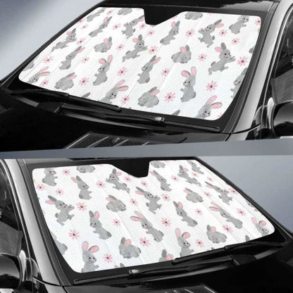 Watercolor Cute Rabbit Pattern Car Auto Sun Shades
