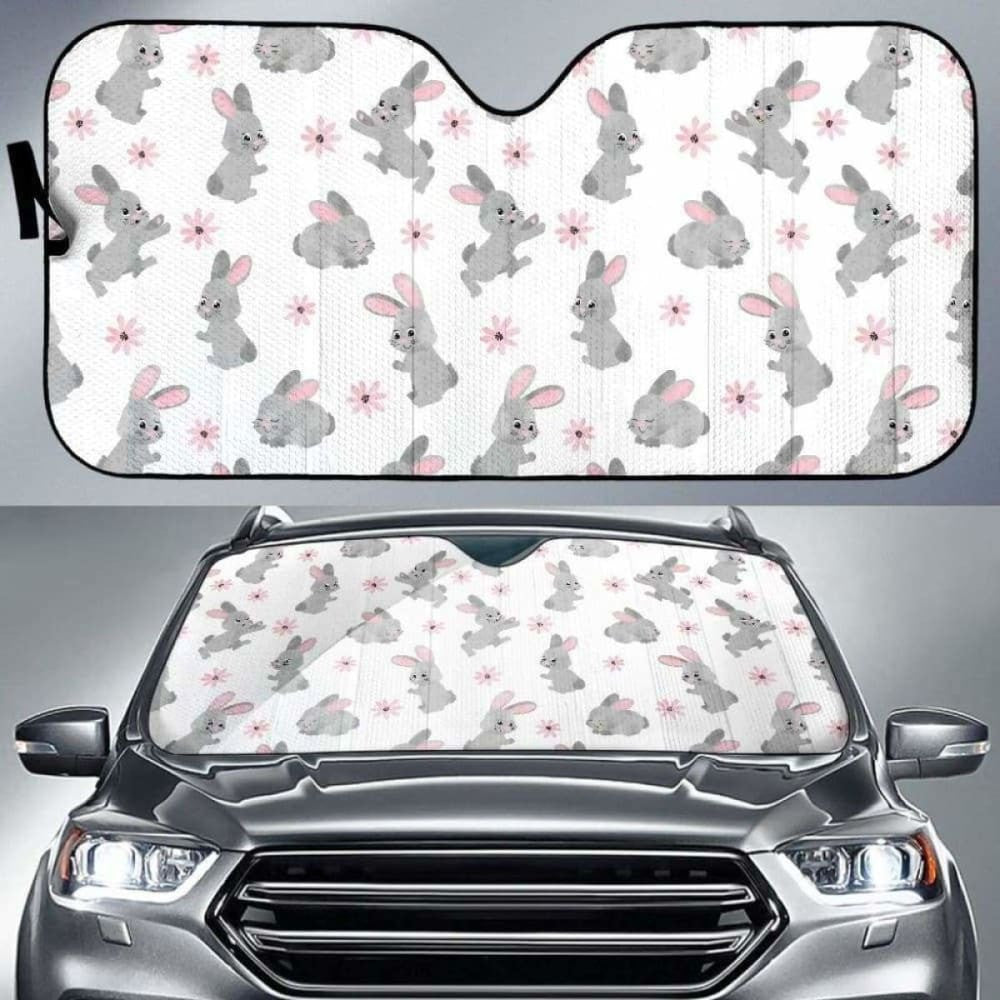 Watercolor Cute Rabbit Pattern Car Auto Sun Shades
