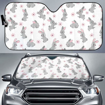 Watercolor Cute Rabbit Pattern Car Auto Sun Shades