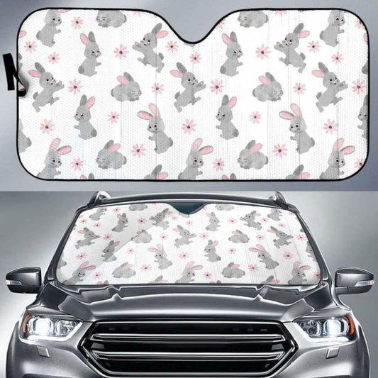 Watercolor Cute Rabbit Pattern Car Auto Sun Shades