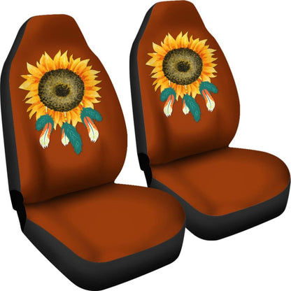 Sunflower Indigenous American Feathers Dreamcatcher Car Seat Covers