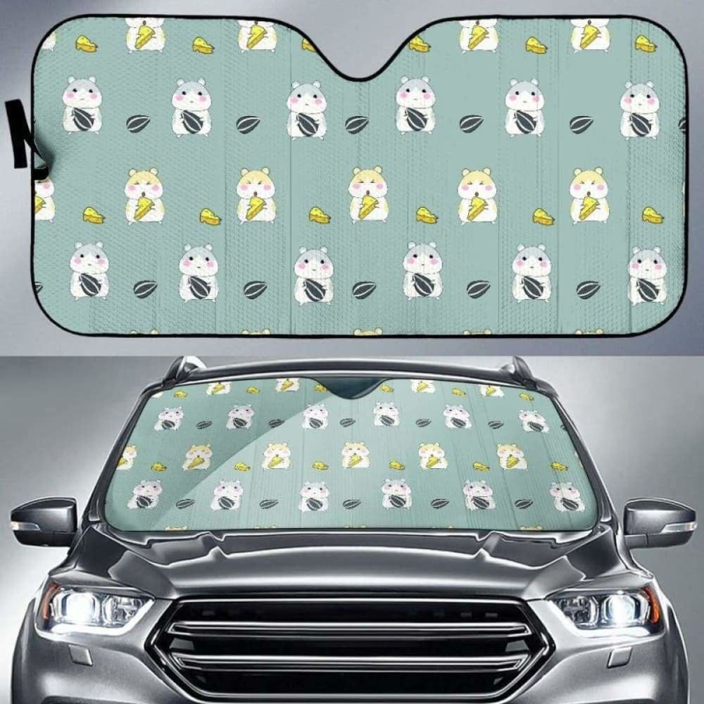 Cute Hamster Cheese Pattern Car Auto Sun Shades